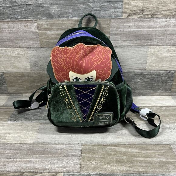 Disney Loungefly Emerald Green Velour HocusPocus Winifred Sanderson MiniBackpack main image 5